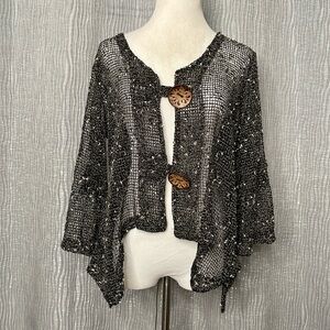 Nina Leonard mesh cardigan topper